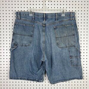 Vintage Carpenter Blue Jean Shorts Jorts Size 38 Distressed Light Wash‎ 90s Work